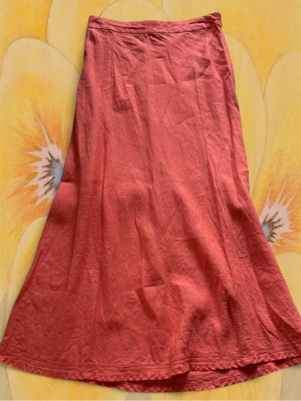 Women's 100% Linen Coral A-Line Maxi Skirt